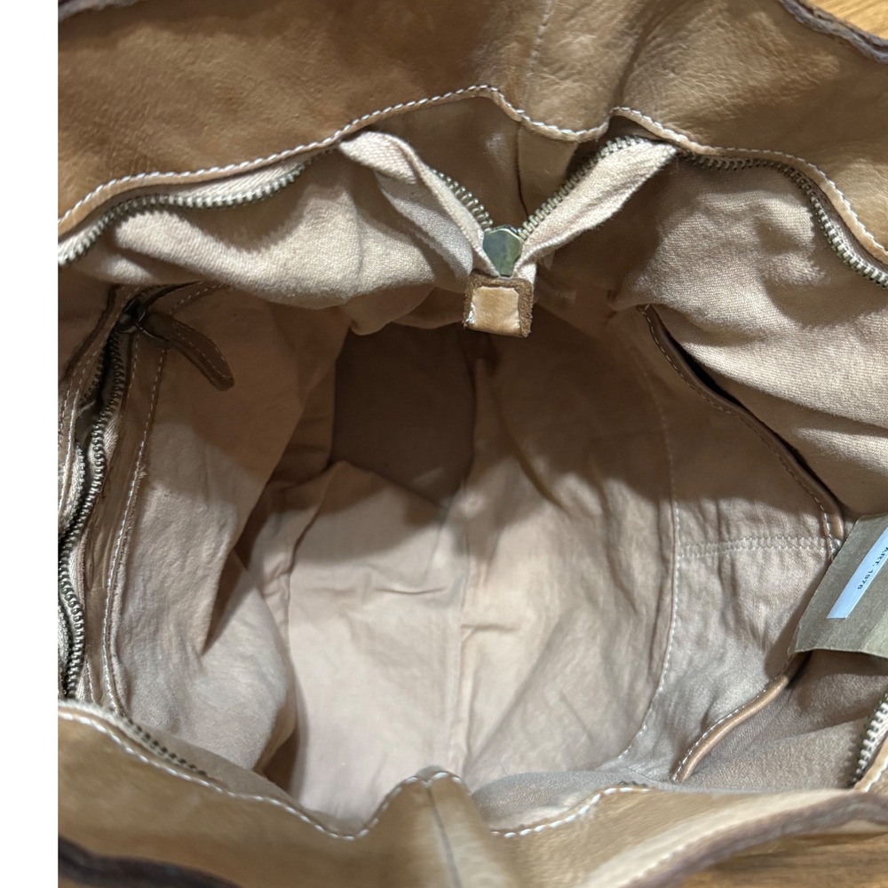 Costanza Rota Italian Leather Tote NEW Floral Embossed Panels Boho Large Bag via - Picture 8 of 15